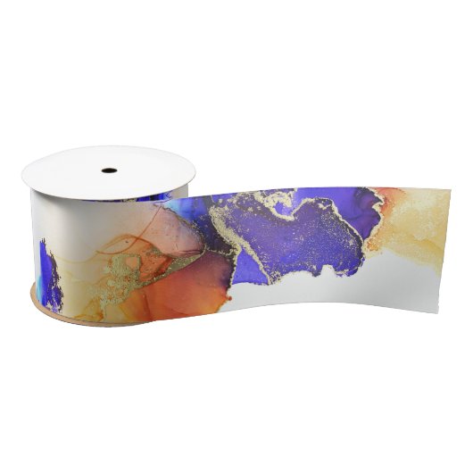 Prachtige Blue Gold Oranje Abstract Lint (Spoel)