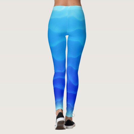Prachtige Blue Lagoon Wave Pattern Leggings (Achterkant)