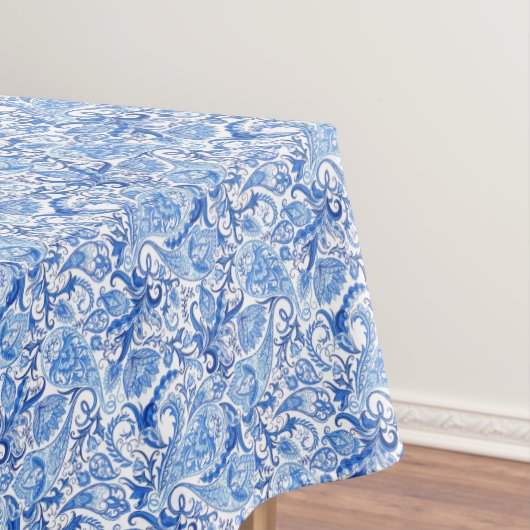 Prachtige Blue White Floral Paisley Art Pattern Tafelkleed (Voorbeeld)