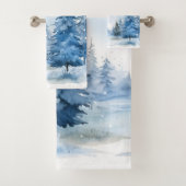 Prachtige Blue Winter Bossen Scene Bad Handdoek (Insitu)