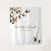 Prachtige Blush Beige Oil Roos Bruiloft Wandkleed (Voorkant)