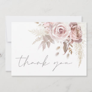 Prachtige Blush Bloemen Bruiloft Dank u kaart