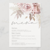 Prachtige Blush Bloemen Bruiloft Menu (Voorkant)
