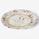 Prachtige Blush Bloemen Gouden Verjaardag Papier B Papieren Bordje (Gekanteld)