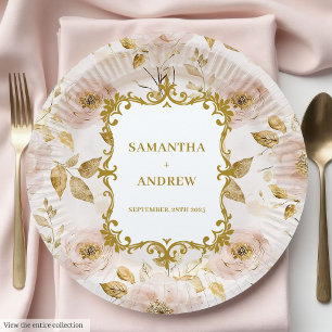 Prachtige Blush Gold Trouwpapier Borden Papieren Bordje