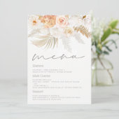 Prachtige Blush, Goud & Ivoor Bruiloft Menu (Staand voorkant)