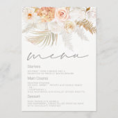 Prachtige Blush, Goud & Ivoor Bruiloft Menu (Voorkant)