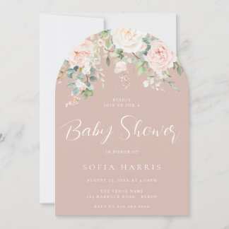 Prachtige Blush & Ivoor Botanisch Baby shower Kaart