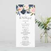 Prachtige Blush & Navy Flowers Wedding Programma (Staand voorkant)