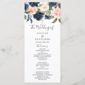 Prachtige Blush & Navy Flowers Wedding Programma (Voorkant)