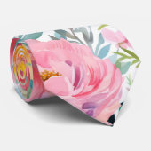 Prachtige Blush Roze Bloemen Rozen Patroon Stropdas (Opgerold)