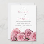 Prachtige Blush Roze Rozen Romantische Bruiloft Kaart (Voorkant)