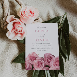 Prachtige Blush Roze Rozen Romantische Bruiloft Kaart