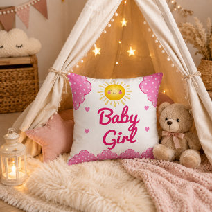 Prachtige Blush Roze Zonneschijn Baby Meisje Kussen