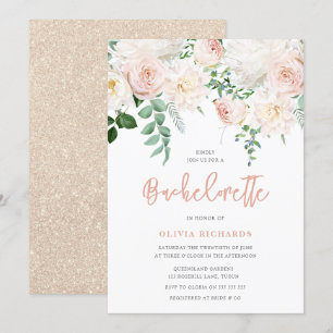 Prachtige Blush & White Floral Bachelorette Party Kaart