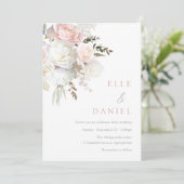 Prachtige Blush & White Floral Wedding Kaart (Staand voorkant)