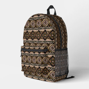 Prachtige Boho Brown rijke aardse modder doek stij Bedrukte Rugzak