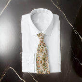 Prachtige botanische bloem beige groen | stropdas