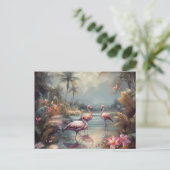 prachtige  botanische schilderflamingos briefkaart (Staand voorkant)