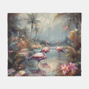prachtige botanische schilderflamingos fleece deken