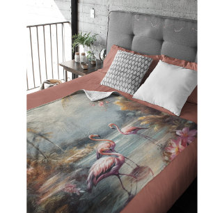 prachtige botanische schilderflamingos fleece deken