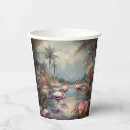 prachtige botanische schilderflamingos papieren bekers