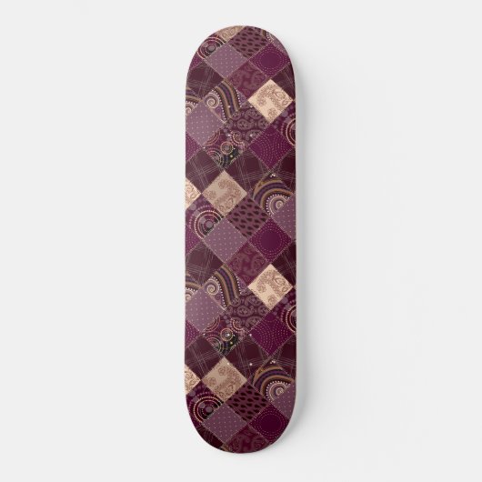 Prachtige Bourgogne Wine Paars Diamond Patchwork Skateboard (Voorkant)
