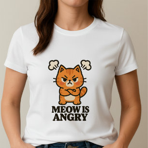 Prachtige Boze Kat T-shirt; Schattige Meow Is Boos T-shirt