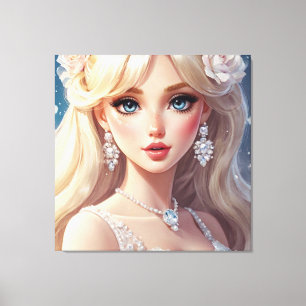 Prachtige Bruid Waterverf Stretched Canvas Afdruk
