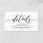 Prachtige bruiloft Website met details Informatiekaartje (Voorkant)