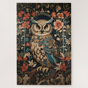Prachtige bruine uil William Morris geïnspireerd F Legpuzzel