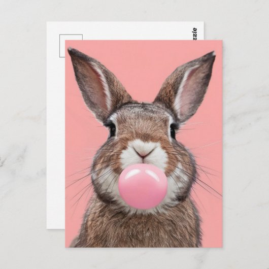 Prachtige bruine witte konijn kauwkauwgom briefkaart (Voorkant / Achterkant)