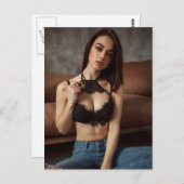Prachtige Brunette Babe Briefkaart (Voorkant / Achterkant)