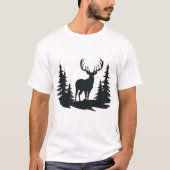 Prachtige Buck Tussen Pine Trees T-shirt (Voorkant)