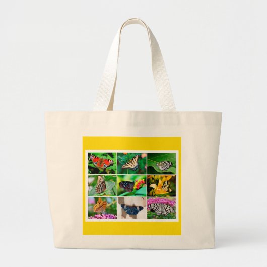 Prachtige Butterflies Collage, 9 Foto's Grote Tote Bag (Voorkant)