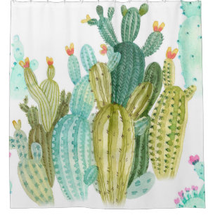 Prachtige  cactussen, succulenten, cactus bloomi douchegordijn