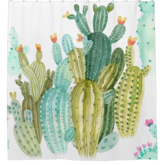 Prachtige  cactussen, succulenten, cactus bloomi douchegordijn (Voorkant)