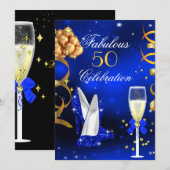 Prachtige champagne party Royal blue pumps met gou Kaart (Voorkant / Achterkant)