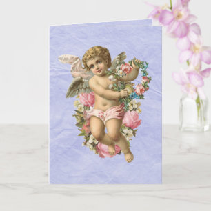 Prachtige Cherub / Angel met bloemen Kaart