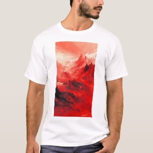 Prachtige Chinese Rode Bloemen Patroon T-shirt