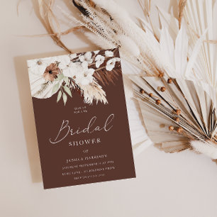 Prachtige chocolade Boho White Floral Vrijgezellen Kaart