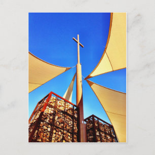 Prachtige Christelijke Kerk Cross Blue Sky Briefkaart