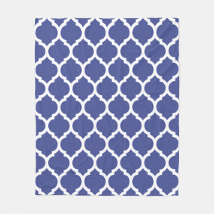 Prachtige Coblat Blue Moroccan Quatrefoil Pattern Fleece Deken