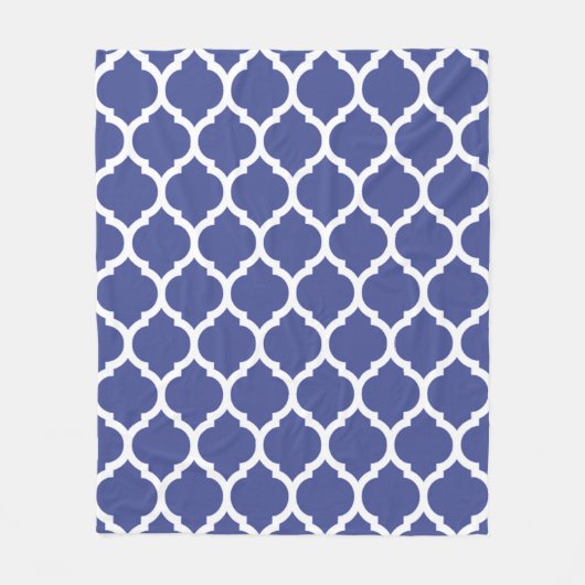 Prachtige Coblat Blue Moroccan Quatrefoil Pattern Fleece Deken (Voorkant)