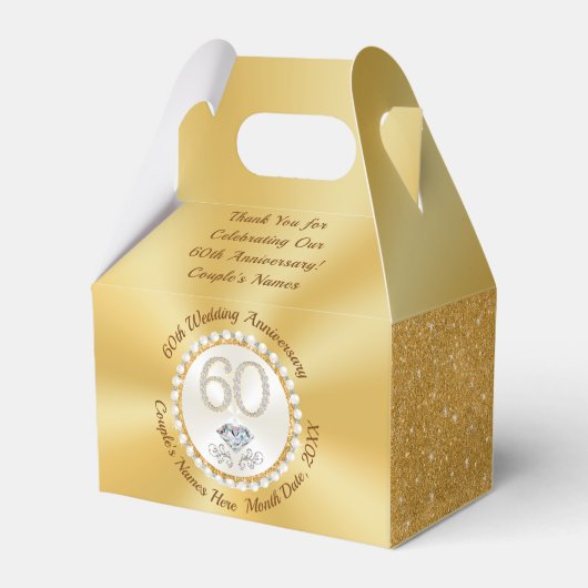 Prachtige Custom, 60th Jubileum Party Favors, Bedankdoosjes (Achterkant)
