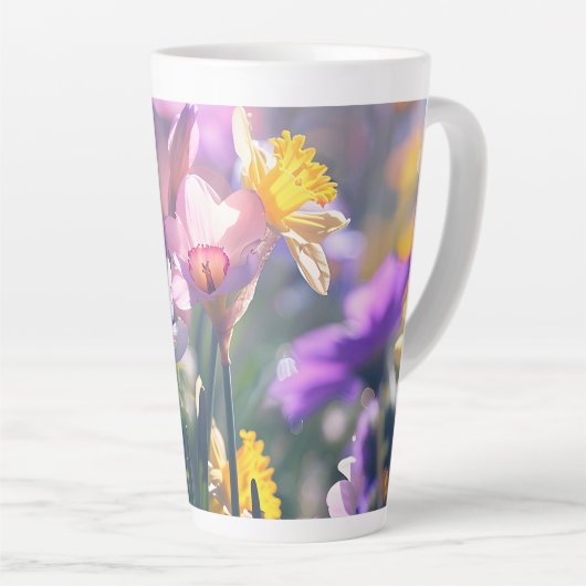 Prachtige Daffodil Flower Latte Mok. Latte Mok (Rechterhoek)