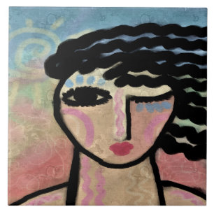 Prachtige dag Abstracte digitale verf Tegeltje