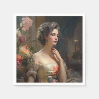 Prachtige dame in een zijderupsenter. servet