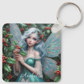 Prachtige decemberfee in Holly Sleutelhanger (Achterkant)