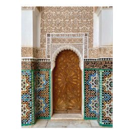 Prachtige deur in Ben Youssef - Marrakech, Marokko Foto Afdruk